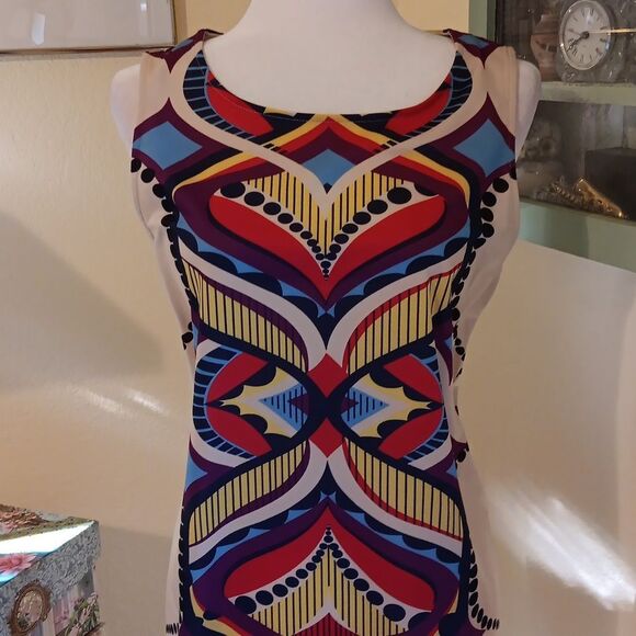 Aryeh Colorful Geometric Pattern Dress. Native Inspired - Picture 2 of 11